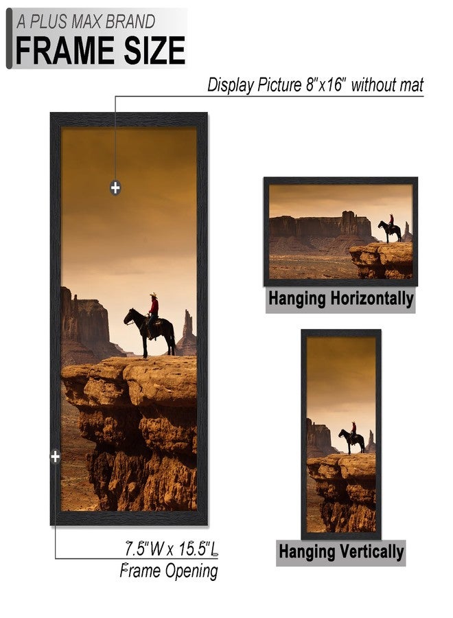 A PLUS MAX 8x16 Picture Frame, Black Engineered Wood Frame for 8 x 16 Inch Picture Poster Photo, Light Weight 8 by 16 Frame with Wood-grain for Wall - 1 Pack/Black/8"x16" - Image 5